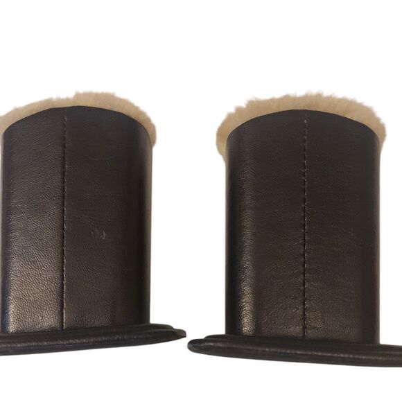 VINTAGE Eyeglasses Holders Matched Set Of TWO Leather And Faux Fur - Picture 9 of 11